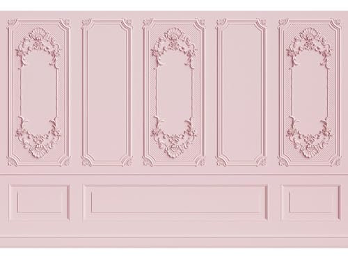 Ttincceer Toile de Fond Rose Palais Mur 2.2x1.5m rétro Rose Clair Vide Chambre Fond Classique château européen intérieur Mur Photographie Toile de Fond Anniversaire fête de Mariage décoration
