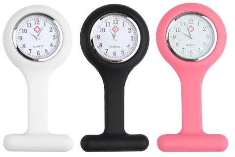 Nazaz Montre à Gousset d'Infirmière 3Pcs, Montre Trotteuse en Silicone avec Broche, Convient aux infirmières et Autres Professionnels de la santé,Précis et Facile à Lire, Facile à Transporter[3]