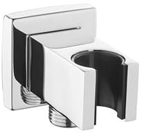 KINGBATH™ Round Shower Holder with Outlet Wall Mount Shower Outlet Elbow with Holder Brass Chrome 1/2” Shower Hose Hand Shower Wall Valve Connector Bracket for Bathroom Replacement Spare Parts