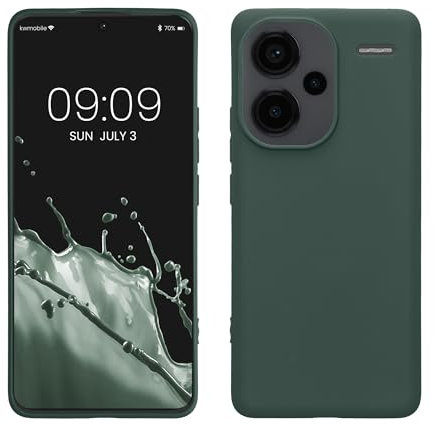 kwmobile Funda para Xiaomi Redmi Note 13 Pro+ 5G / Redmi Note 13 Pro Plus 5G Carcasa - Ultrafina de TPU y Silicona con Bordes elevados anticaídas - Verde Musgo