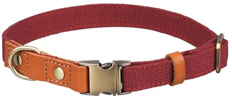 Comfort Dog Collars with Engraved Nameplate &Metal Buckle Personalised Leather Dog Collar Custom Polyester Webbing Pet Collar Engraved Dog ID Collar Quick Fit Adjustable Collar for Small Medium Dog