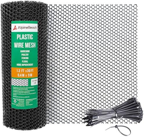 AlpineReach Rouleau de Grillage en Plastique de 0,4m x 9m – Idéal pour la volaille, Les Chiens, Les Lapins et Le Jardinage – Maille Durable – Solution Polyvalente de clôture et de Filet en Plastique