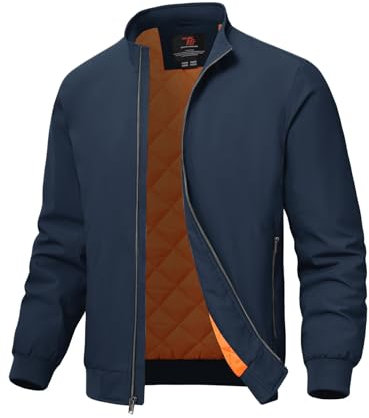 Rdruko Blousons bomber décontractés d'hiver coupe-vent pour homme - Rembourré - Fermeture éclair intégrale - Manteaux de travail coupe-vent, bleu marine, XXL