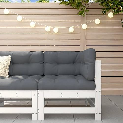 HEFZGDB Ecksofa mit Kissen Weiß Massivholz Kiefer Lounge Sofa Terrassenmöbel Outdoor Sofa Geeignet für Garten, Terrasse, Pool.