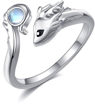 VENACOLY Mondstein Drachen Ringe für Damen Sterling Silber Verstellbare Ringe Drachen Muttertag Schmuck Geschenke für Frauen