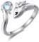 VENACOLY Mondstein Drachen Ringe für Damen Sterling Silber Verstellbare Ringe Drachen Muttertag Schmuck Geschenke für Frauen