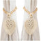 janeunique 2 Stück Vorhang Raffhalter Boho Deko, Gewebte Blätter Makramee Gardinenhalter, Vorhang Seil schnallen für Wohnzimmer, Schlafzimmer - Beige