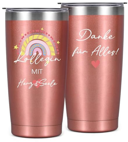 Livole Regalo para colega, Navidad, agradecimiento, colega, colega, con corazón y alma, gracias por todo, regalo de Navidad para colegas, cambio de trabajo, 600 ml, vaso térmico al vacío