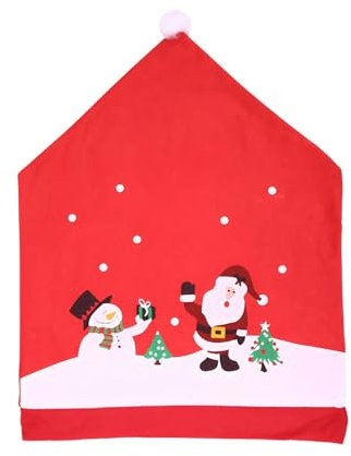 Morbuy Weihnachten Stuhlhussen 3D Nikolausmütze Esstisch Stühlen Set, 60x50cm Weihnachtsdeko Stuhlhussen Hussen für Esszimmerstühle, Weihnachtsfeier (6er Set,Rot Yeti)