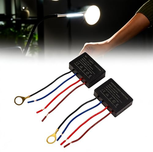 lvifloae 2er Pack Touch-Sensor-Dimmer KSY-413A – 3-Stufen Berührungsschalter für Tischlampen – Ersatzmodul für LED (3-25W) & Glühlampen (20-100W) – 110-230V AC