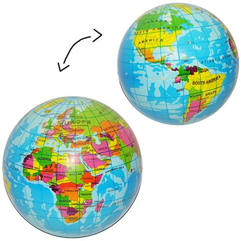 Knautschball Welt/Erde/Globus - für Kinder und Erwachsene/Stressball - lustiger Ball 8 cm - Fitnessball Knautsch Stressball bunter Antistressball Softba..