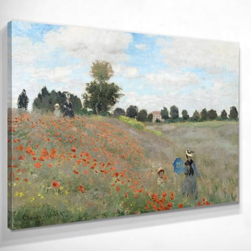 Mohnfelder in der Nähe von Argenteuil Claude Monet, Bild auf hochwertiger Leinwand, Fine Art, gerahmt, fertig zum Aufhängen, bsa6-150 x 105 cm