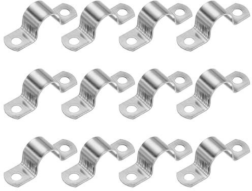 PATIKIL 20mm Rigid Pipe Strap, 12 Pcs 304 Stainless Steel Conduit Clamp 2 Hole Thicken U Bracket Pipe Clamp Tube Strap for Pipe Cable Wire Fixing, (4/5)