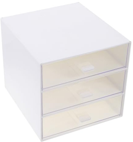 Alipis Desktop Storage Box Versatile Office Storage Container White Drawer Organiser for Home Supply Visible Box for Pantry Organizers