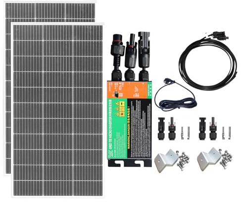 Balkonkraftwerk komplettset, 210W Solarpanel mit 230V 300W Wechselrichter | Netzgekoppeltes System – Stromkosten sparen
