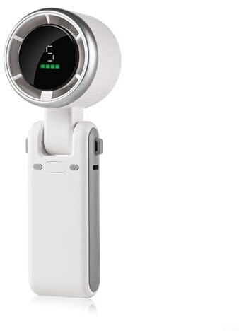Portable Desk Fan with Digital Display Brushless Motor 180° Adjustable 5 Speed Settings USB Rechargeable 3600mAh Battery(white)