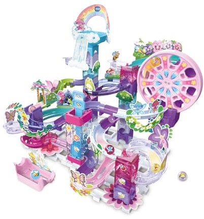 VTech - Marble Rush Fairy Garden Set M500E – Elektronische Kugelbahn zum Bauen, 90 Teile und 6 glitzernde Kugeln – Kreatives Bauspiel – Geschenk für Kinder ab 4 Jahren – Inhalt auf Französisch