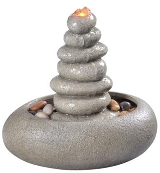 Table Top Water Fountain Indoor, Pebbles creative running water fountain desktop circulating water feature - for living room decoration Home Decor
