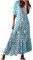 HAOLEI Robe Femme Chic Et Elegant BohèMe Maxi Robe Imprimé Floral Vacances Dress éTé DéContractéE Robes Vintage Grande Taille Manches Courtes Col V Casual Robes De Plage S-XXXL
