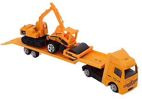Set di 4 Mini Camion da Costruzione in Lega per Bambini con Camion Portante in Scala 1:64 e Modello di Rimorchio di Ingegneria per Il Gioco Educativo Precoce
