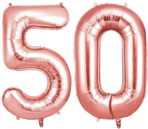 OFFCUP Palloncini Compleanno Oro Rosa 101 CM, Palloncino Numero 50, Foil Palloncini Numeri, Giganti Palloncini Numeri, Decorazioni Festa Compleanno, Gonfiabili Pallone per Anniversario