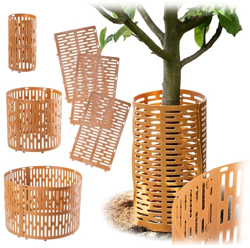 KADAX Baumstammschutz 20 x 33 cm, 6er Set, Verbissschutz aus Kunststoff für Bäume, Baumschutz gegen Wildverbiss, Stammschutz für Obstbäume, Baumschutzhülle (Braun)