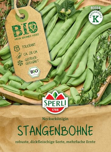 Sperli BIO Stangenbohnensamen 80334, Gemüsesaat | Dickfleischige, Nachhaltig, Wuchshöhe ca. 3-4 m