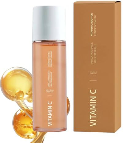 Vitamin C Körperöl - Pure & cold-pressed body oil mit Vitamin C Serum Wirkung für Strahlende Haut, Pflege für Trockene Haut & Anti-Aging, Für Jeden Hauttyp Geeignet (1)