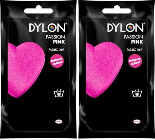 DYLON Hand Dye, Fabric Dye Sachet for Clothes, Soft Furnishings and Projects, 50 g - Passion Pink (Pack of 2)