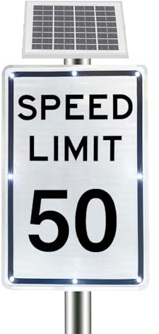 XUFWANYE Limite di velocità Solare 5-95 mph, 45x60 cm, Cartello Riflettente in Alluminio, Segnali Stradali, Numeri Personalizzabili, con Accessori, per Strade, Scuole, Parcheggi 50