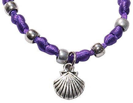 Jakobsweg [Bewahrer] Bracelet en satin avec Coquille Saint-Jacques – pourpre