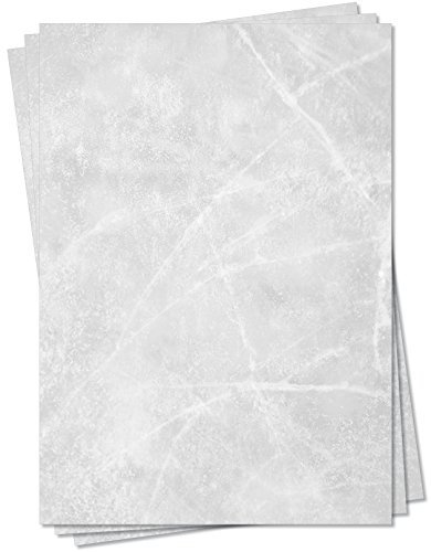 Gastronomie Papier (Grau-Eis-Marmor, DIN A5, 100 Blatt, MPA-5155b) für Speisekarten. Marmoriertes Papier, Marmorpapier zweiseitig bedruckt, für alle Drucker/Kopierer geeignet
