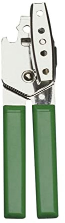 Amig - Abrelatas de Tenaza con Rueda - Abridor Manual para Latas de Conservas o Botes de Alimentos de Acero - Abrebotes de Fácil Manejo - Color plata con mango verde