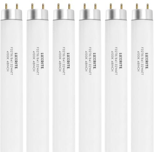 Luxrite F32T8/841 32W 48 tum T8 lysrör glödlampa, 4 100 K kall vit, 2 800 lumen, G13 Medium Bi-Pin Base, LR20732, 6 antal (paket med 1)