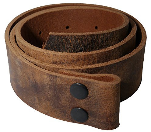 Wolfszeit Wechselgürtel aus Vollleder mit Druckknöpfen (WED) (95cm, braunes Büffelleder)