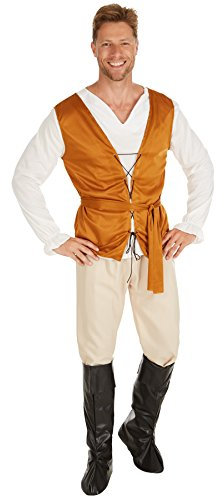 tectake dressforfun Herrenkostüm Bauer aus dem Mittelalter | Langarm-Shirt, Weste und Bequeme Hose | Feine Farbabstimmung in warmen Tönen | geeignet als Knecht, Schankwirt oder Wegelagerer (XL)