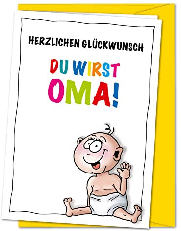Karte Du wirst Oma - Schwangerschaft verkünden, Schwangerschaftskarte, Mama zur Oma machen, Nachwuchskarte Mama, Wir sind schwanger, Baby ankündigen - XXL Babykarte inkl. Umschlag