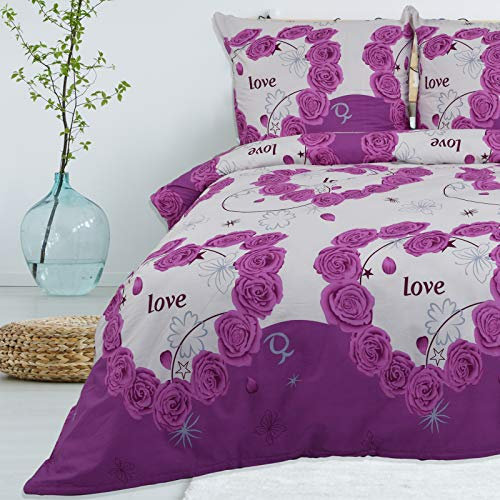 Buymax® Bettwäsche 155x220%100 Baumwolle 2-Teilig Bettbezug - Bettwäsche-Sets 155 x 220cm mit 1 mal Kissenbezug 80x80cm, ÖKO-TEX Renforcé-Bettdeckenbezug Set mit Reißverschluss