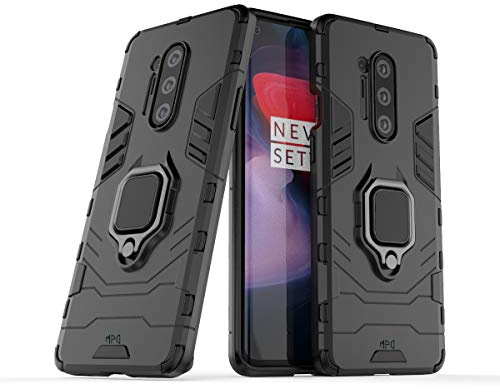 Max Power Digital Hülle für Oneplus 8 Pro Drehbar Ringhalter Cover Magnet Bumper Handyhülle Case Stoßfest Doppelschichter Schutzhülle Outdoor Shock Absorption Mit Ring (Oneplus 8 Pro, Schwarz)