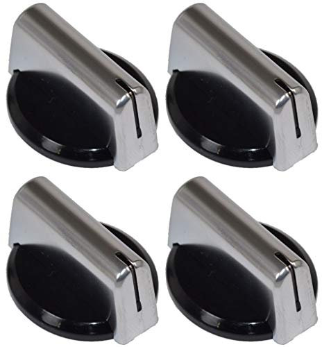 Ufixt Baumatic Compatible Replacement Black Silver Oven Cooker Hob Control Knob Pack of 4