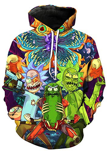 Rick and Morty Kapuzenpullover mit Tasche, Cartoon Charakter Paar Pullover (RM04-S/M)