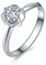 Daesar 750 Weißgold Ring Damen 0.2ct Rund Diamant Blume, Ehering Weißgold Ring Verlobung Gr. 67 (21.3)