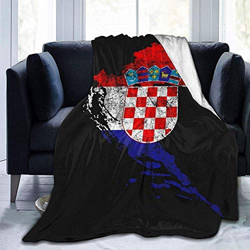 YuLiZP Decke Wohn Kuscheldecken Kroatien Flagge Und Karte des Kroatischen Stolzes Flanell Fleece Decke Super Soft Warm Gemütliche Decke Sofa Leichte Ganzjahres Für Home Office Travel Couch-80X60 Inch