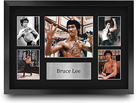 HWC Trading FR A3 Bruce Lee Geschenke Gedruckt, Signiert Autogramm Bild Display Für Film-Erinnerungsstücke-Fans - A3 Eingerahmt