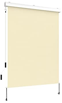 Grindi - Senkrechtmarkise Außenrollo Balkonrollo, Sonnenschutz und Sichtschutz, Handkurbelmechanismus, mit Kurbel Markisenkasten, für Balkon, Terrasse, Garten - 140x250 - Solano I, beige