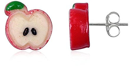 JAYARE Ohrringe Mädchen Apfel Äpfel 925 Sterling Silber rot Kinder Ohrstecker
