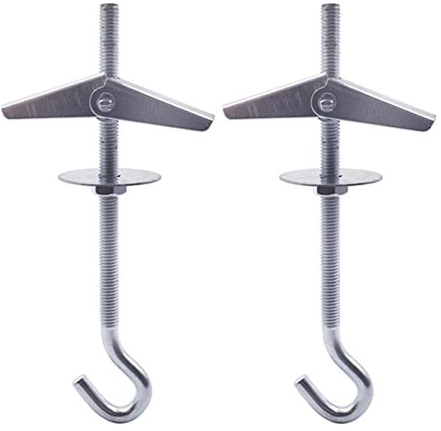 Marcopol Paquete de 2 ganchos de resorte de ala M6, gancho de techo para placas de yeso, gancho de perno para colgar lámparas, plantas, fijación de pared (2 piezas, M6)