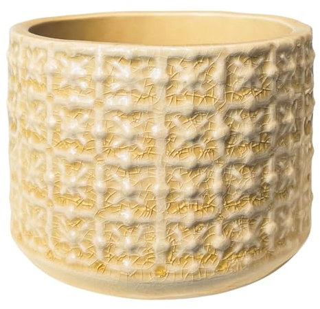 Nordring Retro Übertopf Vintage Pflanztopf für Zimmerplanzen, Sukkulenten Blumentopf Cross S (10 cm ø), Elfenbein, Keramik