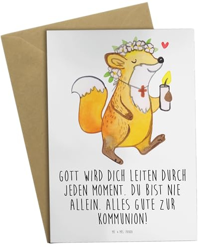 Mr. & Mrs. Panda neujahrskarte Fuchs Kommunion Mädchen - Geschenk, weihnachtskarten, Liebe, einladungskarten, osterkarte, Grußkarten, osterkarten, genesungskarte, Glauben, Gott, Gläubig
