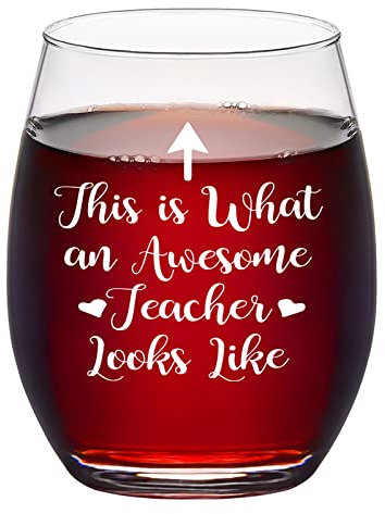 Joymaking Teacher Gifts: Personalised Wine Glass for Women, Best New Teacher Gift for Birthday & Christmas, 15oz